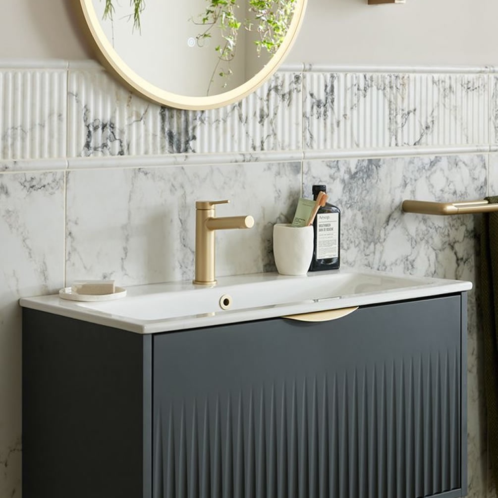 Vado Safari Lever Satin Brass Mono Basin Mixer - Lifestyle Image